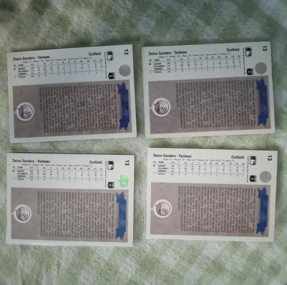 Deion Sanders Upper Deck Rookie lot x4